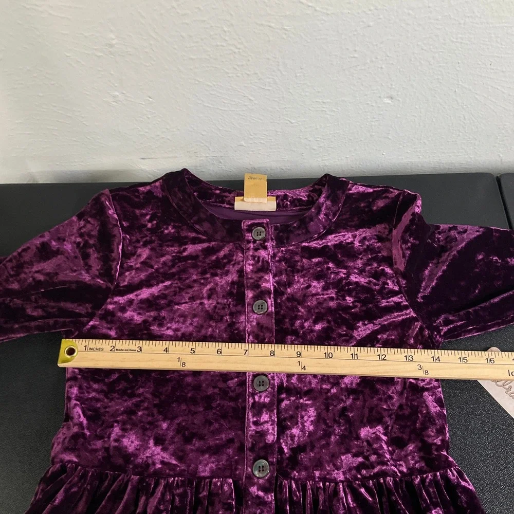 Wrangler Girls Purple Velvet Long‎ Sleeve Buttons Dress Sz L Cowgirl Western